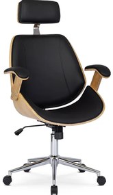 Vintino kancelárska otočná stolička ARTUR drevo dub, čierna ekokoža - vintino.sk