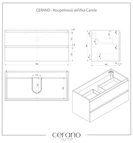 CERANO - Kúpeľňová skrinka Carole s doskou pod umývadlo - biela matná - 100x49,8x46 cm