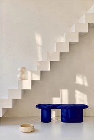 Modrá vlnená polstrovaná lavica Rull – noo.ma