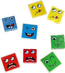 KIK Logická hra Montessori drevené kocky na tvorbu tvárí a emócií