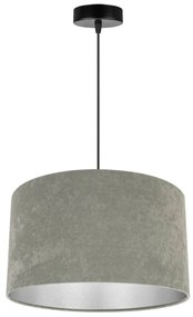 Závesné svietidlo Mediolan, 1x olivové/chrómové textilné tienidlo