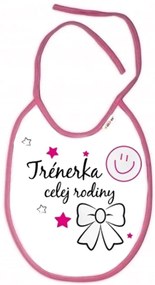 Nepremokavý podbradník Baby Nellys - Trénerka celej rodiny, 24 x 27 cm - ružový