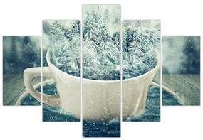 Obraz - Zimný svet v hrnčeku (150x105 cm)