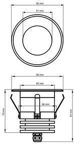 Svetlo do parnej sauny LED RGB farebné Ø 90mm