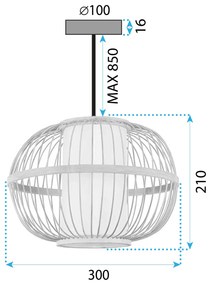 Toolight Natural, závesné stropné svietidlo 1xE27 APP1631-1CP, prírodná hnedá, OSW-05104