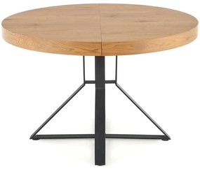 Rozkladací stôl Mercy 120/160x120cm Mdf/Oceľ – Dub Zlatá/Čierna
