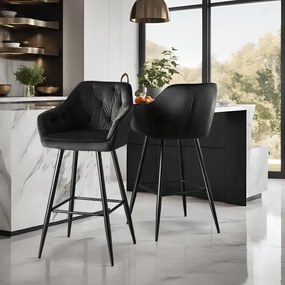 Barová stolička ANDY – čierny zamat