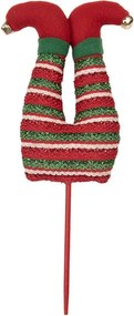 Červený vianočný zápich nohy škriatok Elf - 13*5*33 cm