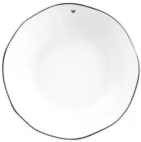 Polievkový tanier biela / malé srdce v čiernej 21x5cm