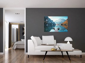 Obraz - Lode na jazere Braies (90x60 cm)