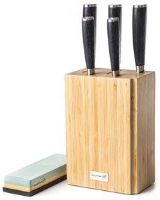 Súprava nožov G21 Damascus Premium v bambusovom bloku, Box, 5 ks + brúsny kameň
