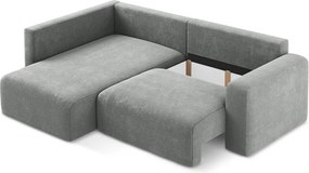 Sivá ženilková rozkladacia/s úložným priestorom rohová pohovka (ľavý roh/do L) Kona – Makamii