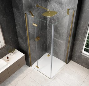 Polysan Polysan, GLOBE GOLD MATT štvorcová sprchová zástena 800x800mm, číre sklo, ľavá, GB1080-3215LG