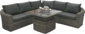 DEOKORK Ratanová modulová zostava BORNEO LUXURY pre 5 osôb (sivá)