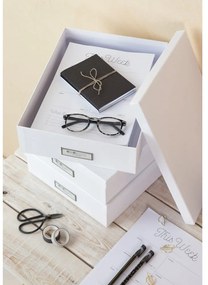 Biely úložný box s menovkou na dokumenty Bigso Box of Sweden Oskar, veľkosť A4