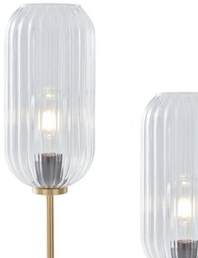 Stojaca lampa v štýle Art Deco mosadz s čírym sklom 2-svetlo - Rid