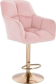 LuxuryForm DESIGN Barová stolička AMALFI VELUR na zlatom tanieri - ružová