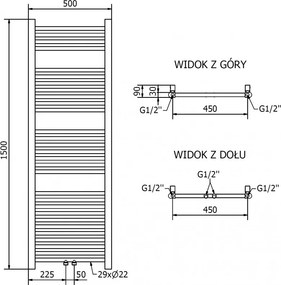 Mexen Mars, vykurovacie teleso 1500x500 mm, 494 W, zlatá lesklá, W110-1500-500-00-50