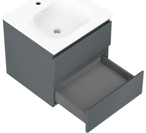 Mexen Orio, kúpeľňová skrinka 50 cm s umývadlom Vela, 2 zásuvky, grafitová matná/biela matná, 91A10-05047-2-BFF66-W23M01