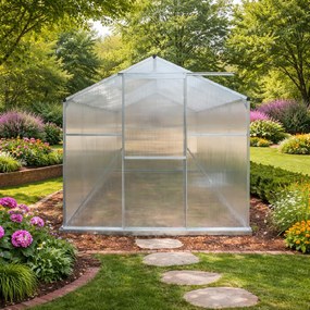 Skleník so základňou BestBerg BBGH-1006S / 5,95 m² / 313 × 190 × 194 cm / strieborná