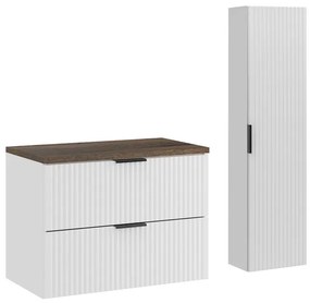 Kúpeľňová zostava Casad s doskou a skrinkami 80 cm biela/dub santa fe vintážny