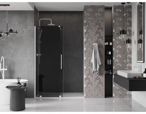 Mexen Velar, posuvné sprchové dvere do otvoru 140 cm, 8mm šedé sklo, biela matná, 871-140-000-41-20