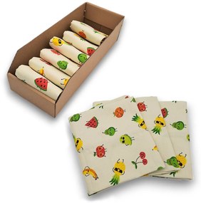 6 ks vaflových kuchynských utierok + úložný box - OVOCE