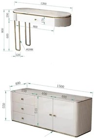 EXKLUZÍVNY TOALETNÝ STOLÍK GLÓRIA + TABURET + KOMODA