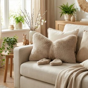 DEKORAČNÝ VANKÚŠ BOW 37X30 CM SVETLOBÉŽOVÁ