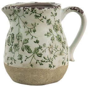 Keramický dekoračný džbán so zelenými kvetmi Jenia M - 16*13*15 cm