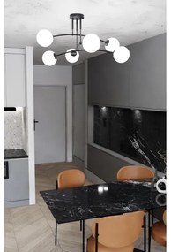 Luster na tyči PREGOS 6xE14/10W/230V čierna/biela