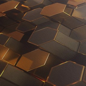 Obraz - Bronzové hexagóny (120x50 cm)