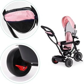 Ružová detská trojkolka  - 360 stupňové otočné sedadlo