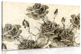 Obraz vintage kytica ruží v sépiovom prevedení Varianta: 60x40
