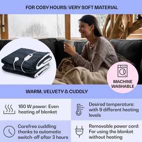 Klarstein DR Watson Deluxe XXL, elektrická deka, 160 W, 9 úrovní ohrevu, 200 x 180 cm