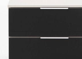 Nočný stolík Easy Plus, biely/čierne sklo