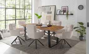 Otočná jedálenská stolička Sofia, svetlo béžová štruktúrovaná látka