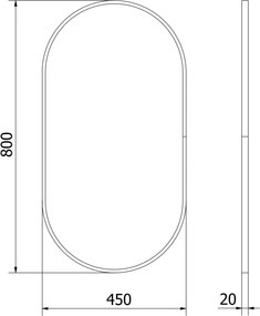 Mexen Loft oválne kúpeľňové zrkadlo 80 x 45 cm, čierny rám - 9851-080-045-000-70