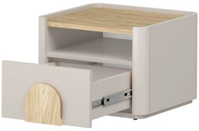 Nočný stolík Amilio 50 cm - kašmírová / dub olejovaný / dub svetlý
