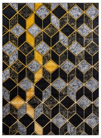 Koberec GLOSS moderný  400B 86 štýlový, glamour, art deco, 3D   geometrický  čierno/ zlatý