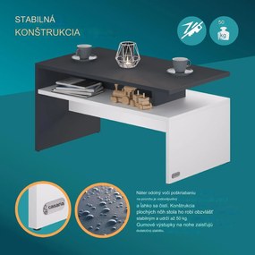 InternetovaZahrada Konferenčný stolík Sacramento 92x50x47cm - biely/antracit