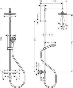 Hansgrohe Vernis Shape, Sprchový systém 230 1jet s termostatom, čierna matná, HAN-26286670