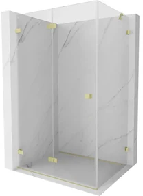 Mexen Lunar-F, skladací sprchový kút ľavý 95 x 70 cm, 8mm číre sklo, zlatý matný profil, 836-095-070-55-00-L