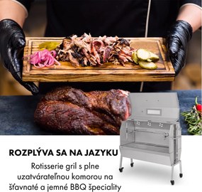 Klarstein Sauenland Pro XL, gril na prasiatko, otočný špíz, 13 W, 4 kolieska, ušľachtilá oceľ