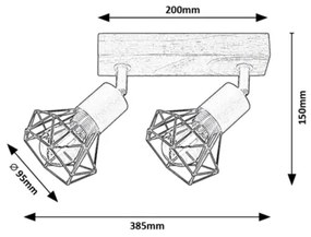 Rabalux 3138 - Bodové svietidlo ZEUS 2xE14/40W/230V dub