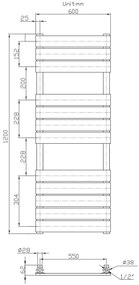 Erga Classic, vykurovacie teleso 1200x600 mm, 762W, biela, ERG-LAV-CLAS-12060-WH
