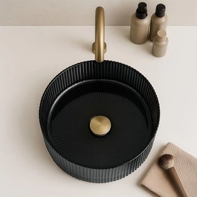 Rea Ingrid, sklenené umývadlo na dosku 360x360x120 mm, čierne sklo, REA-U8520