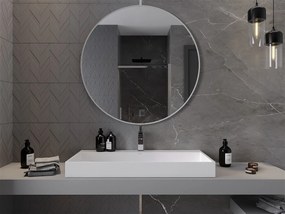 Mexen Loft, okrúhle kúpeľňové zrkadlo 100 cm, farba rámu biela, 9850-100-100-000-20