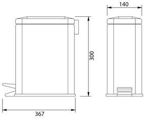 Aqualine Aqualine, SIMPLE LINE odpadkový kôš obdĺžnikový 5 l, nerez lesk, GAQ005