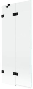 Mexen Lunar, 2-krídlová vaňová zástena ľavá 80 x 150 cm, číre sklo, čierna matná, 897-080-100-70-00-L